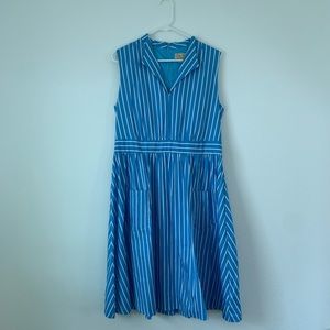 Lindy Bop Retro style 1950s Blue Stripe Dress - size XL